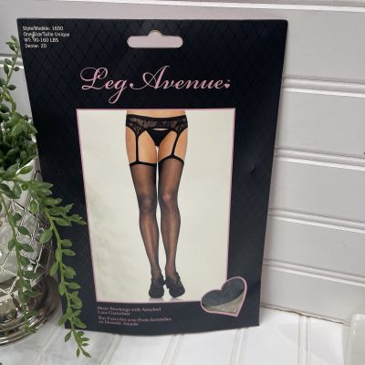 Leg Avenue Sheer Lace Top Stockings with Attached Lace Garterbelt